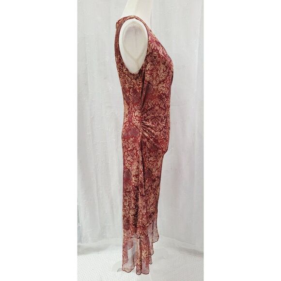 California Concepts Red/Beige Floral Dress Evening Cocktail Office Women's Large - Picture 5 of 6